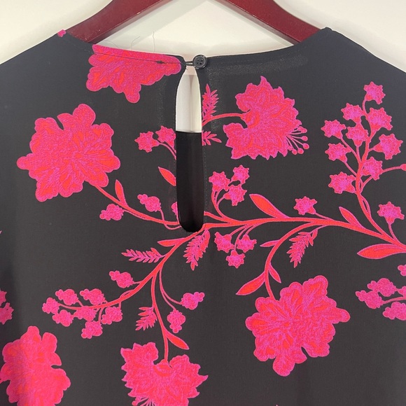 Sanctuary‎ Black and Pink Floral Blouse Simi sheer sleeve - Picture 11 of 12